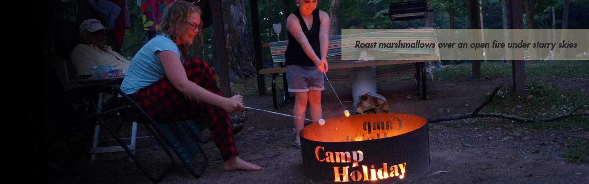 All sites and cabins come it picnic tables and fire pits.